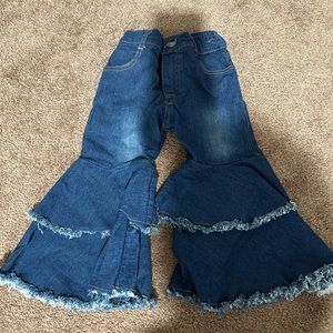 Toddler Little Kid Girls Denim Jeans Bell Bottom Flare Pants size 2-3